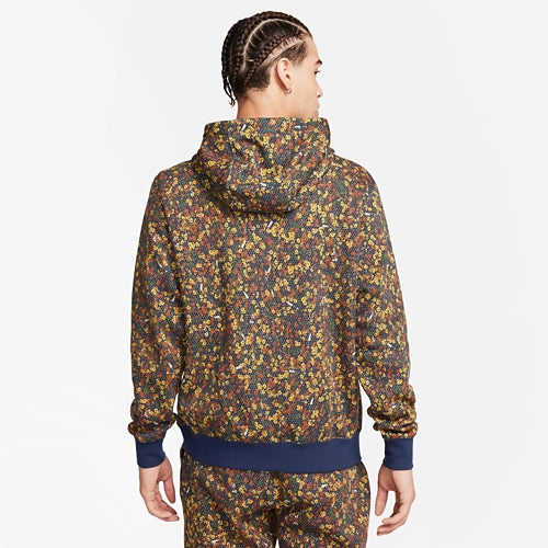 Nike Hoodie Sweatshirt Club Fleece Pullover Navy Floral Men's